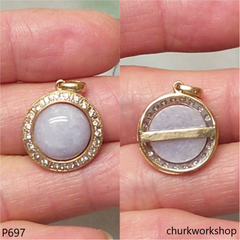 14K Yellow gold lavender jade pendant