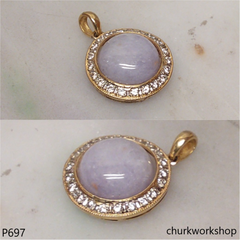 14K Yellow gold lavender jade pendant