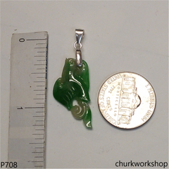 Apple green jade bird sterling silver