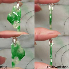 Apple green jade bird sterling silver