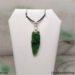 Green jade leaf pendant
