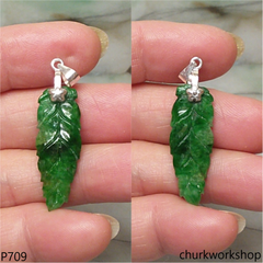 Green jade leaf pendant