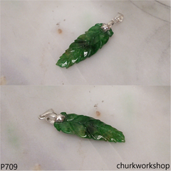 Green jade leaf pendant