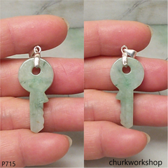 Light green jade key pendant