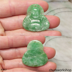 Green jade happy Buddha pendant