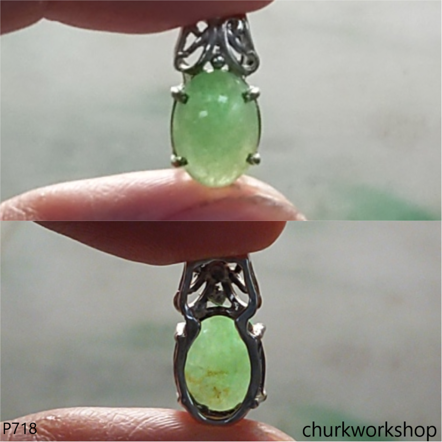 Small jade sterling silver pendant