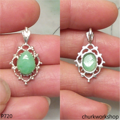 Small jade sterling silver pendant