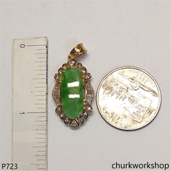 18K gold green jade pendant