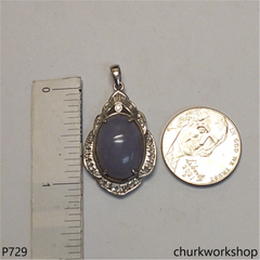 14K white gold lavender jade oval pendant