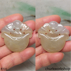 Yellowish jade gold carry by Bat pendant