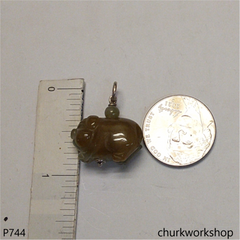 Jade pig pendant with silver bail