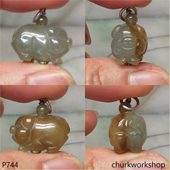 Jade pig pendant with silver bail