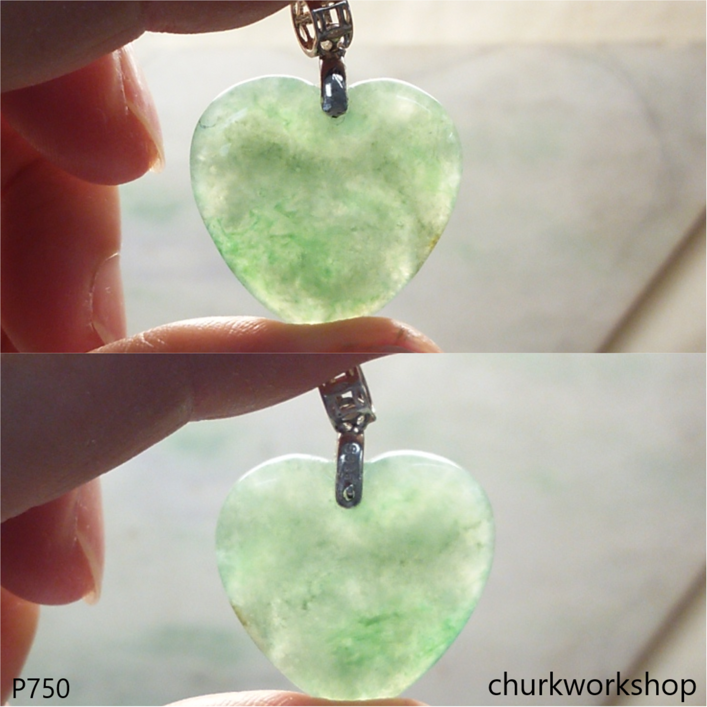Bluish green jade heart