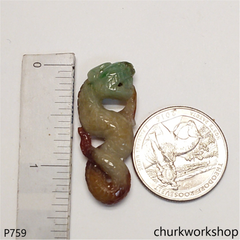 Multi-color jade snake pendant
