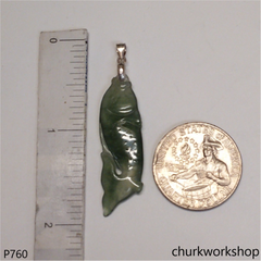 Bluish green jade fish pendant