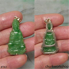 Oily green lady Buddha pendant