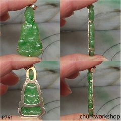 Oily green lady Buddha pendant