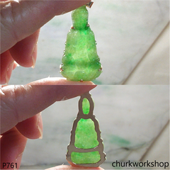 Oily green lady Buddha pendant
