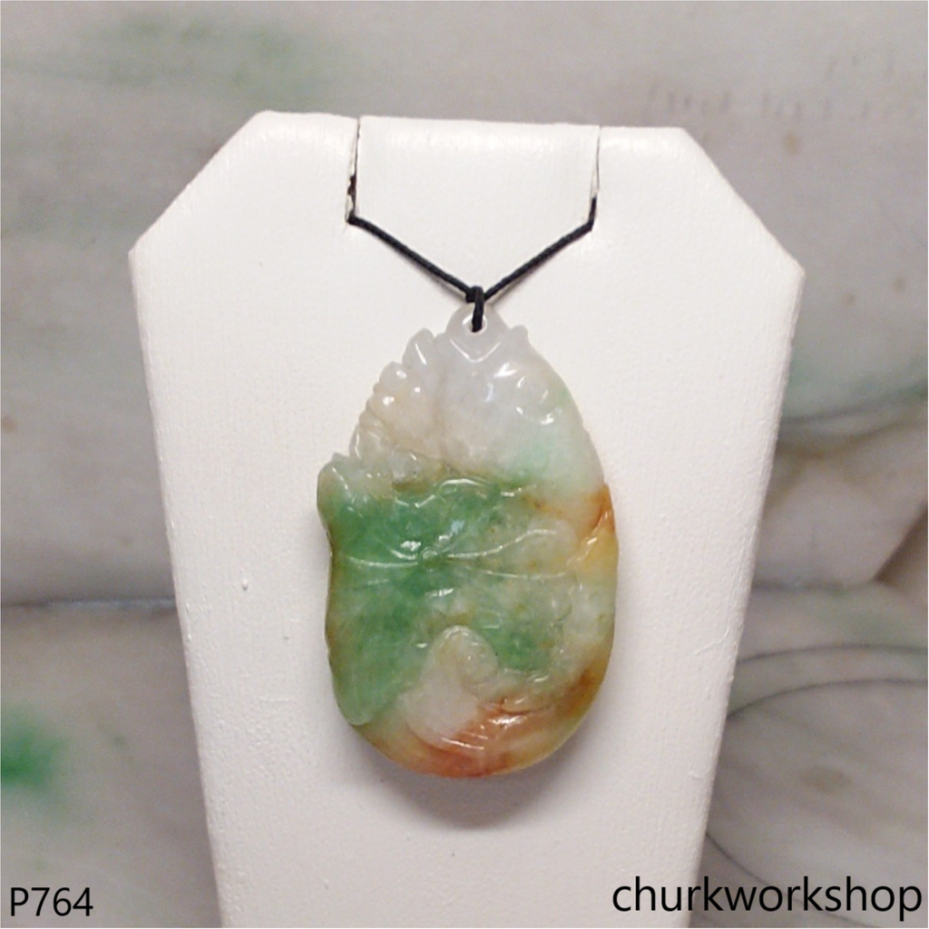 Multi-color jade fish pendant