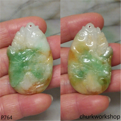 Multi-color jade fish pendant