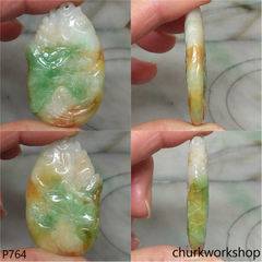 Multi-color jade fish pendant