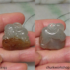 Lucky boy jade pendant (運財童子)