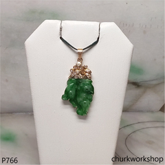 14K jade leaf pendant