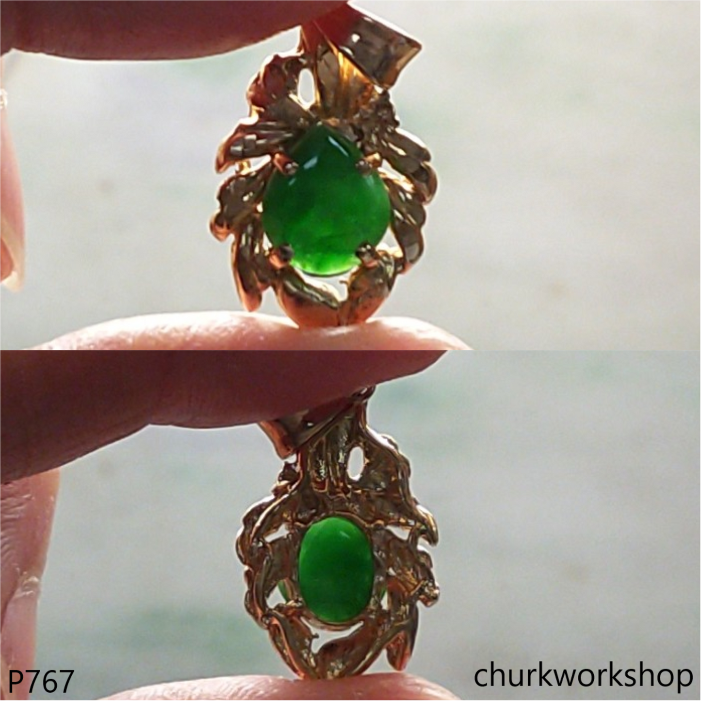 14K jade pendant