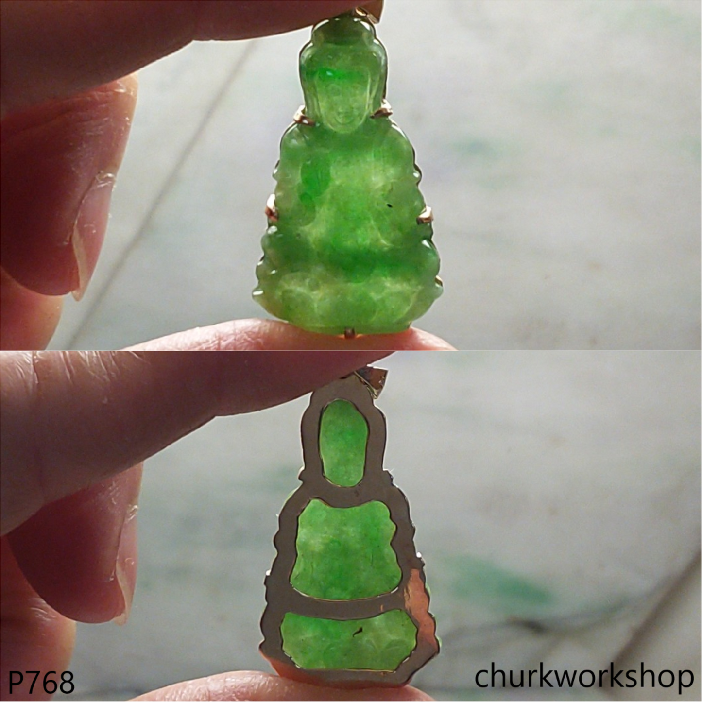 Green lady Buddha pendant