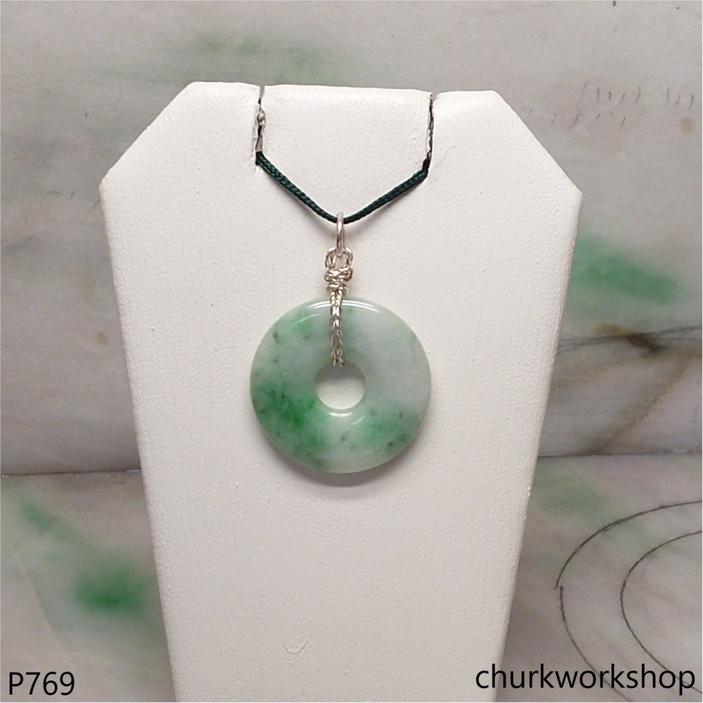Jade Donut pendant sterling silver bail