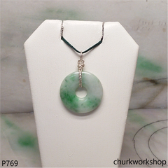 Jade Donut pendant sterling silver bail