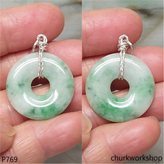 Jade Donut pendant sterling silver bail