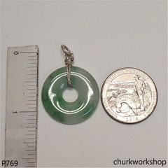 Jade Donut pendant sterling silver bail