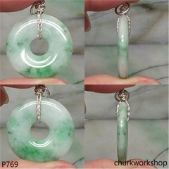 Jade Donut pendant sterling silver bail
