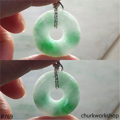 Jade Donut pendant sterling silver bail