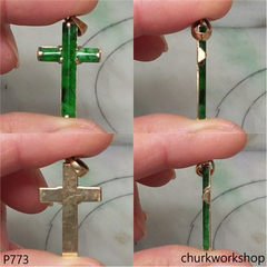 14k yellow gold jade cross pendant