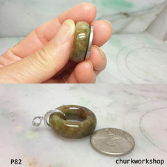 Dark brownish round jade pendant, jade donut