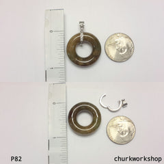 Dark brownish round jade pendant, jade donut