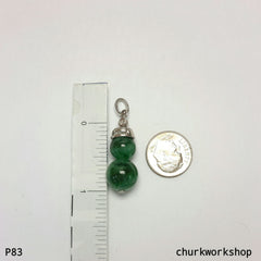 Green double jade bead pendant