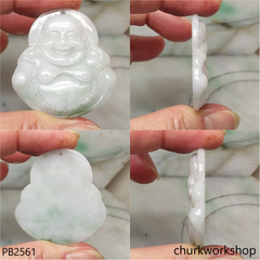Pale lavender mix green jade happy Buddha