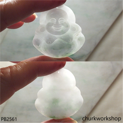 Pale lavender mix green jade happy Buddha