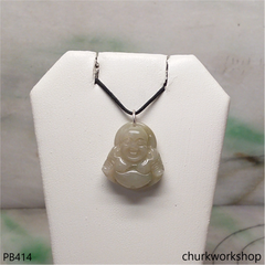 Small grayish lavender jade happy Buddha pendant