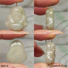 Small grayish lavender jade happy Buddha pendant