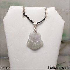 Small pale lavender jade happy Buddha pendant