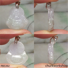 Small pale lavender jade happy Buddha pendant
