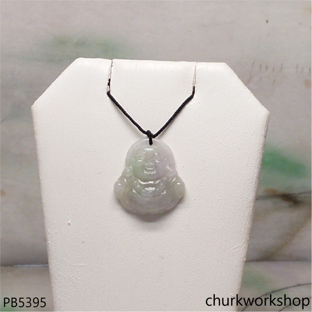 Small pale lavender jade happy Buddha pendant