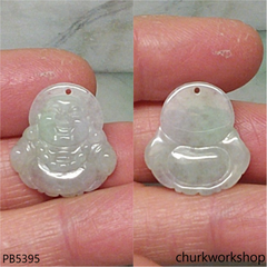 Small pale lavender jade happy Buddha pendant