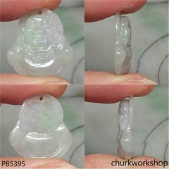 Small pale lavender jade happy Buddha pendant