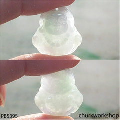 Small pale lavender jade happy Buddha pendant