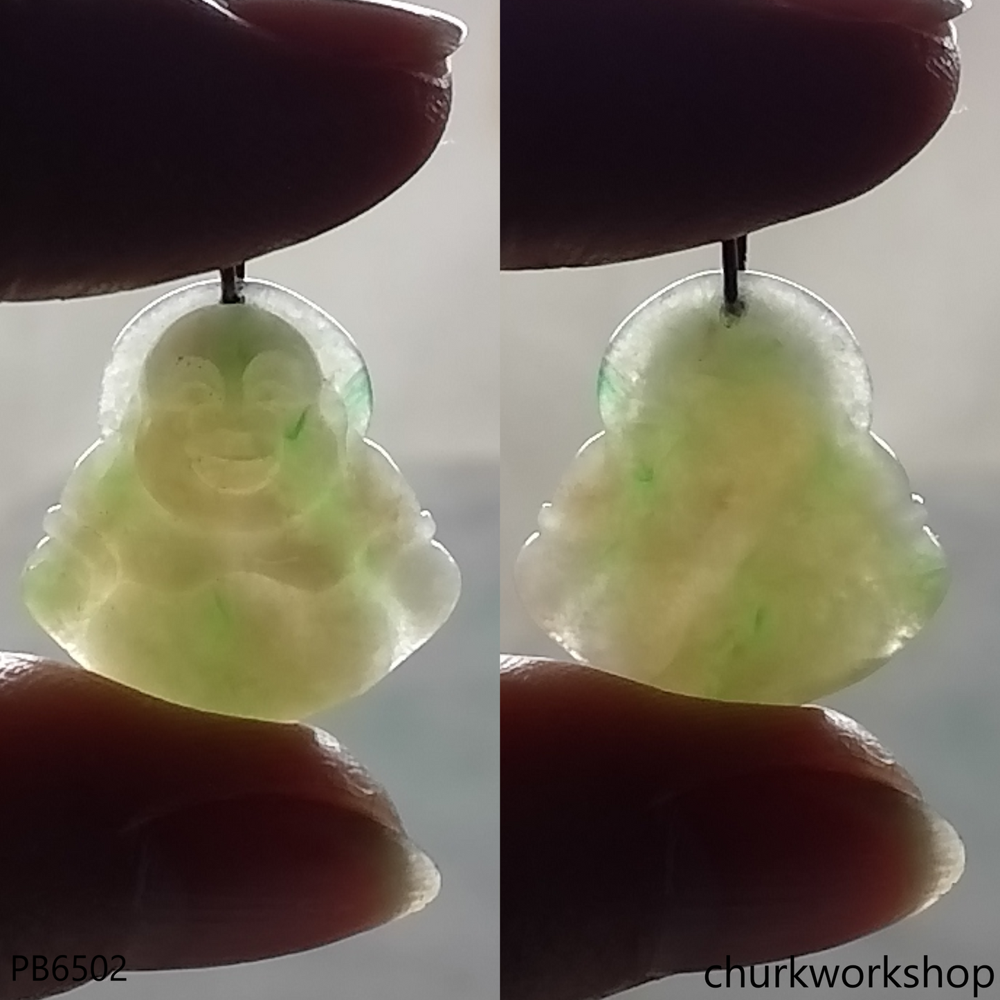 Small jade happy Buddha pendant